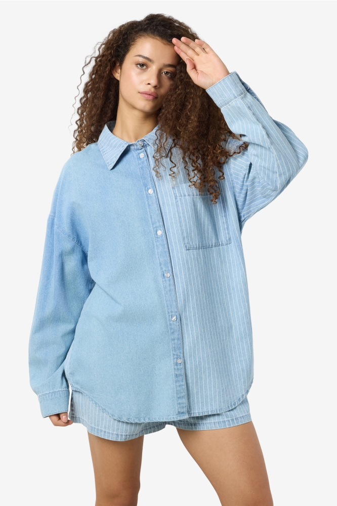 NMKATRI L/S OVERSIZE STR SHRT BS006 27033693 Light Blue Denim